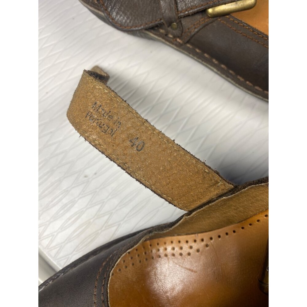 Weinbrenner Brown Leather Buckle Strap Shoe Boho Cottage Prairie Size 40 - Picture 10 of 11